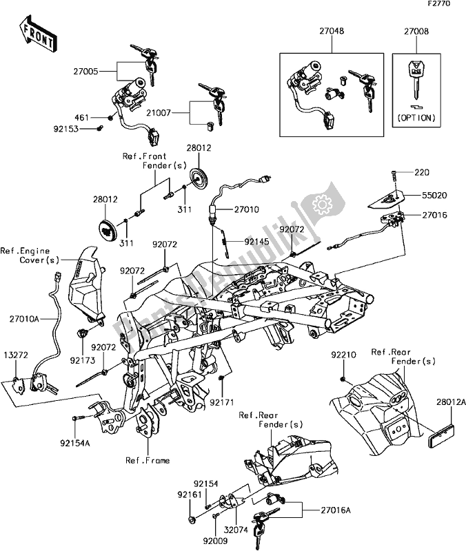 Todas las partes para F-8 Ignition Switch de Kawasaki KLE 300 Versys-x 2017