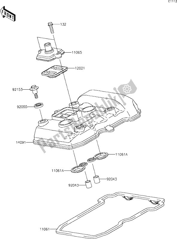 All parts for the 2 Cylinder Head Cover of the Kawasaki KLE 300 Versys-x 2018