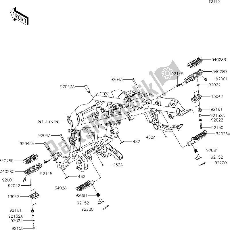 Alle onderdelen voor de 30 Footrests van de Kawasaki KLE 300 Versys-x 2018