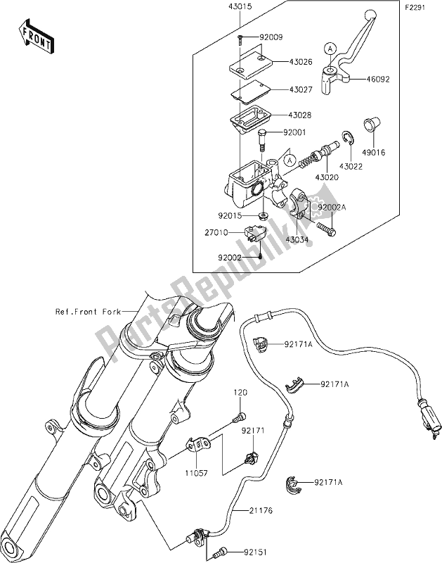 All parts for the 39 Front Master Cylinder of the Kawasaki KLE 300 Versys-x 2018