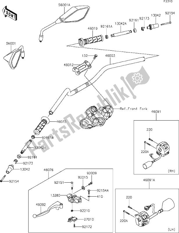 All parts for the 43 Handlebar of the Kawasaki KLE 300 Versys-x 2018