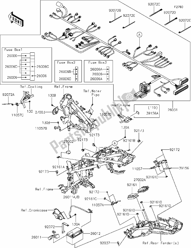 All parts for the 53 Chassis Electrical Equipment of the Kawasaki KLE 300 Versys-x 2018