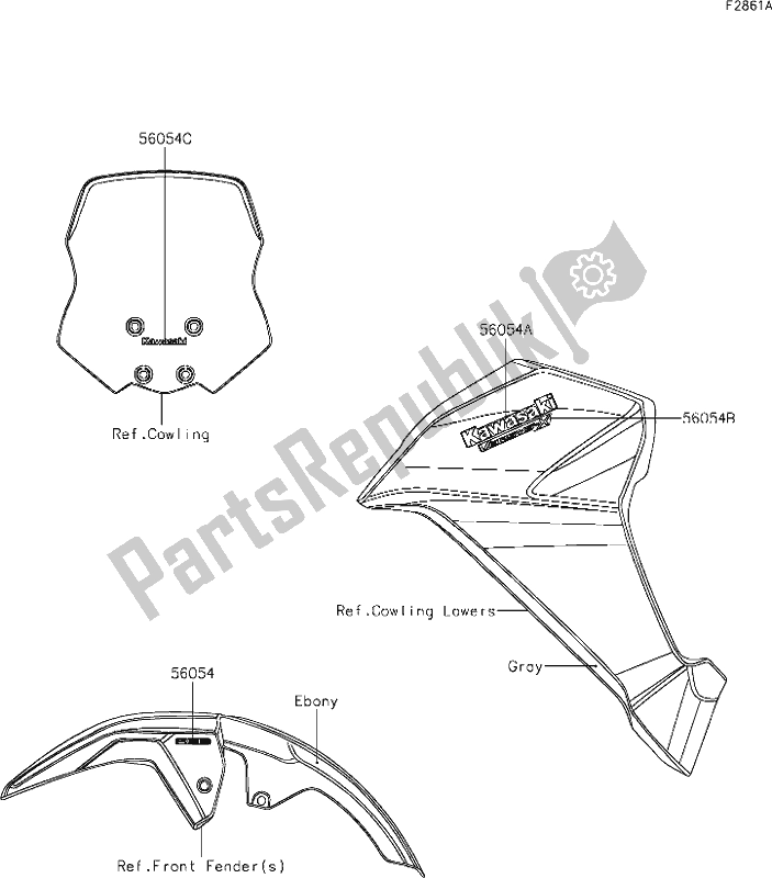 Alle onderdelen voor de 58 Decals(gray)(chf) van de Kawasaki KLE 300 Versys-x 2018