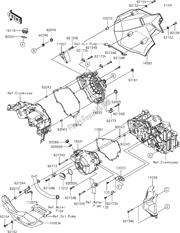 Todas as partes de 15 Engine Cover(s) do Kawasaki KLE 300 Versys-x 2019