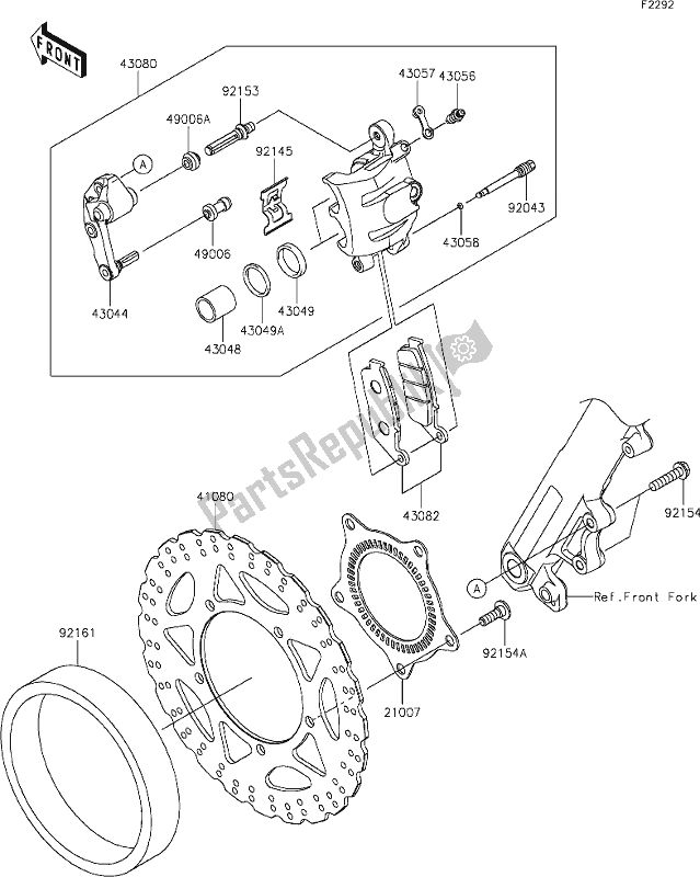 Alle onderdelen voor de 40 Front Brake van de Kawasaki KLE 300 Versys-x 2019