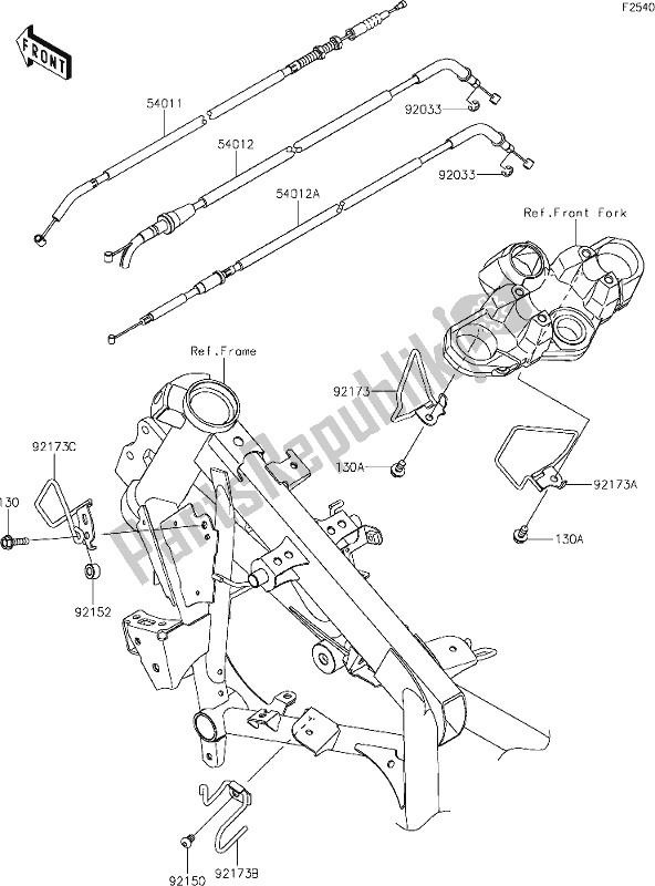 Alle onderdelen voor de 48 Cables van de Kawasaki KLE 300 Versys-x 2019