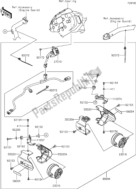 Toutes les pièces pour le 67 Accessory(fog Lamp) du Kawasaki KLE 300 Versys-x 2019