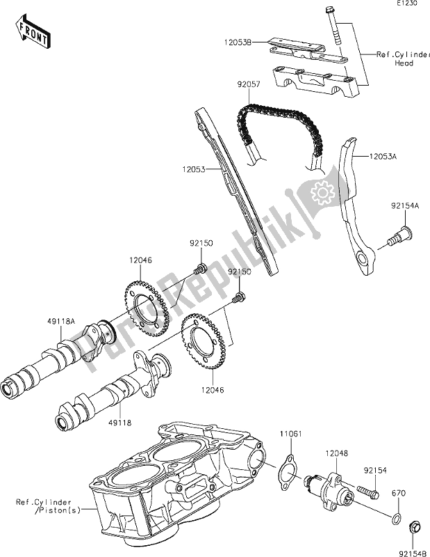 Alle onderdelen voor de 7 Camshaft(s)/tensioner van de Kawasaki KLE 300 Versys-x 2019