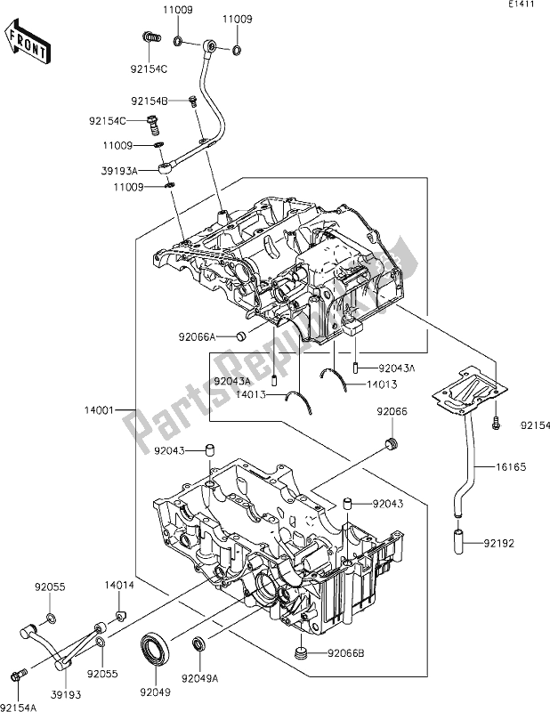 Alle onderdelen voor de 13 Crankcase van de Kawasaki KLE 300 Versys-x 2020