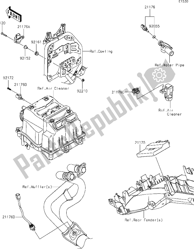 Todas as partes de 18 Fuel Injection do Kawasaki KLE 300 Versys-x 2020