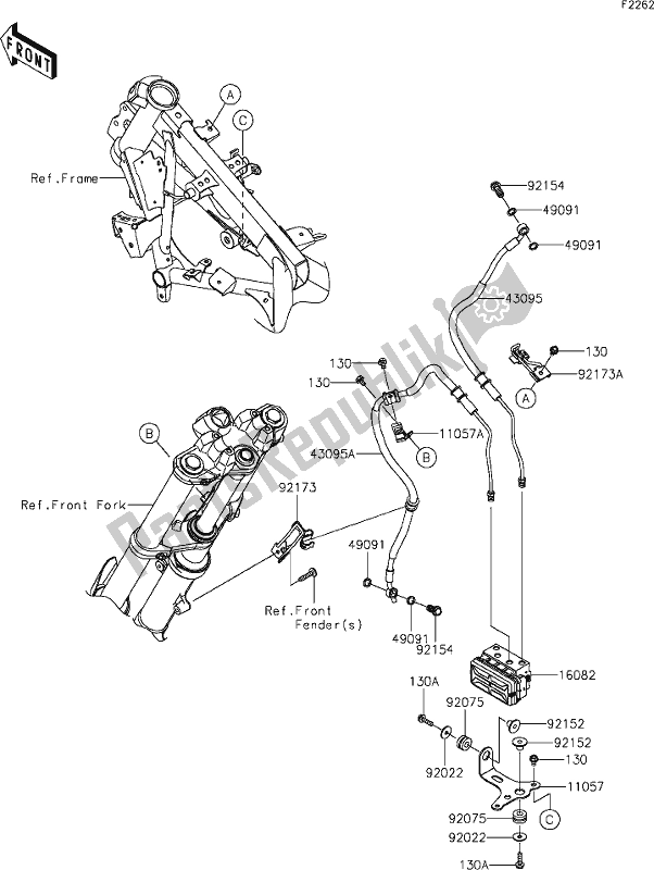 Alle onderdelen voor de 38 Brake Piping van de Kawasaki KLE 300 Versys-x 2020