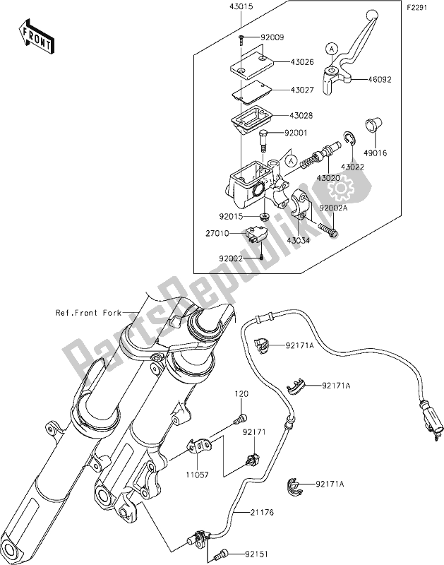 Alle onderdelen voor de 39 Front Master Cylinder van de Kawasaki KLE 300 Versys-x 2020