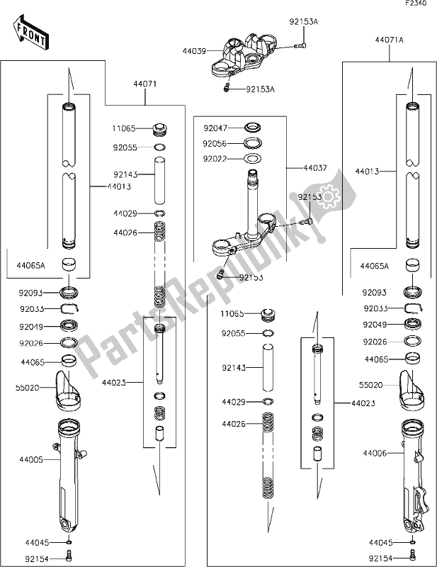Toutes les pièces pour le 44 Front Fork du Kawasaki KLE 300 Versys-x 2020