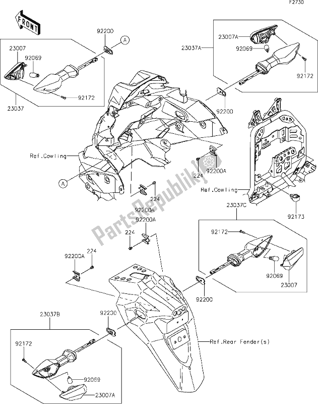 Todas as partes de 52 Turn Signals do Kawasaki KLE 300 Versys-x 2020