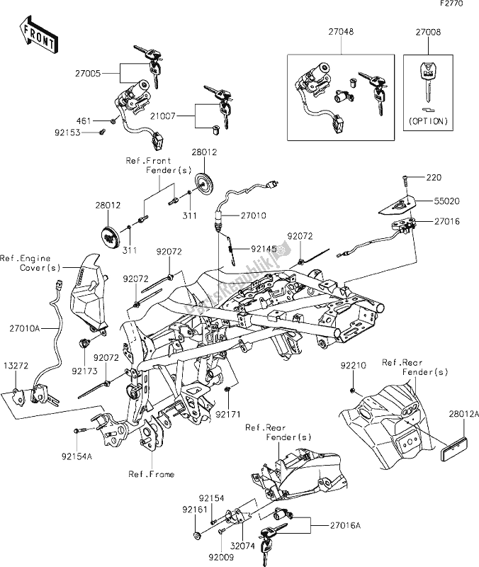 Alle onderdelen voor de 54 Ignition Switch van de Kawasaki KLE 300 Versys-x 2020