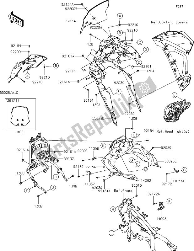 Toutes les pièces pour le 62 Cowling du Kawasaki KLE 300 Versys-x 2020