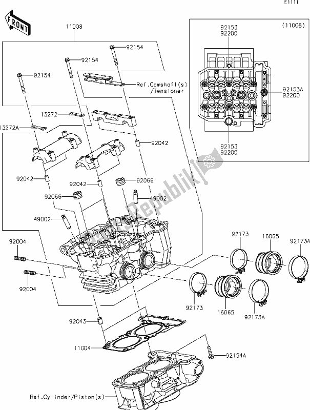 Todas las partes para 1 Cylinder Head de Kawasaki KLE 300 Versys-x 2021