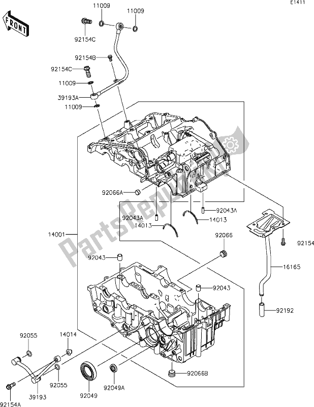 Alle onderdelen voor de 13 Crankcase van de Kawasaki KLE 300 Versys-x 2021