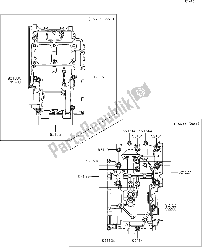 Alle onderdelen voor de 14 Crankcase Bolt Pattern van de Kawasaki KLE 300 Versys-x 2021