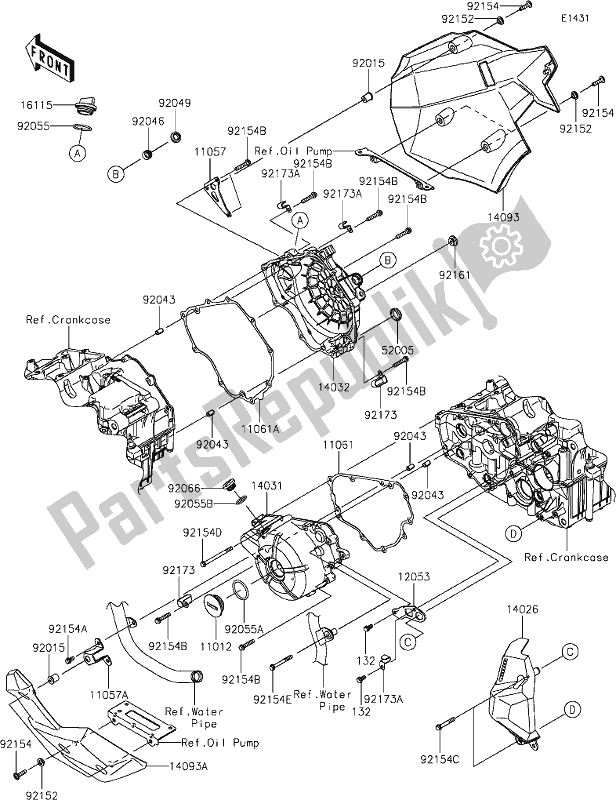 Alle onderdelen voor de 15 Engine Cover(s) van de Kawasaki KLE 300 Versys-x 2021