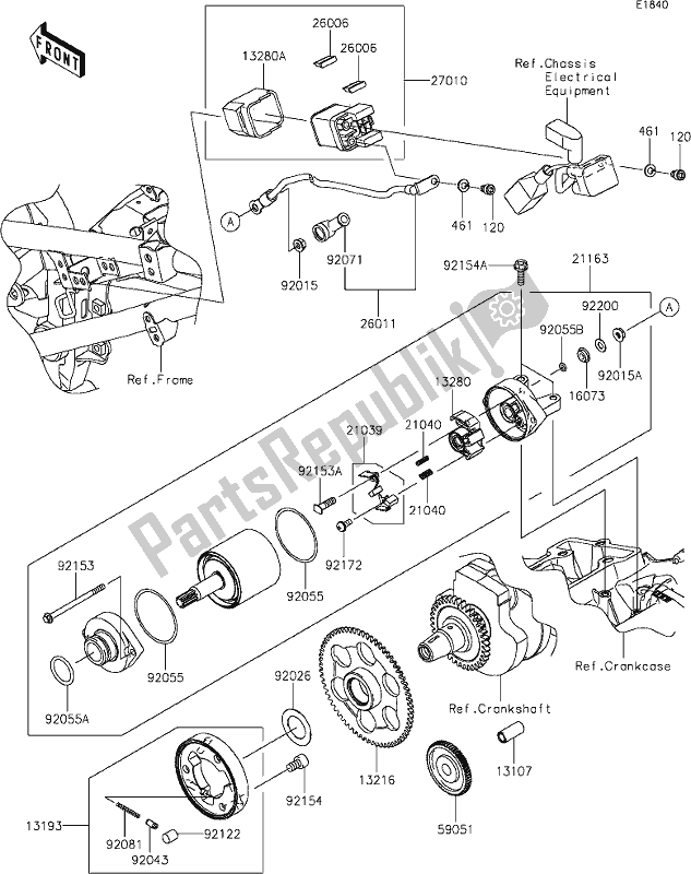 Alle onderdelen voor de 22 Starter Motor van de Kawasaki KLE 300 Versys-x 2021