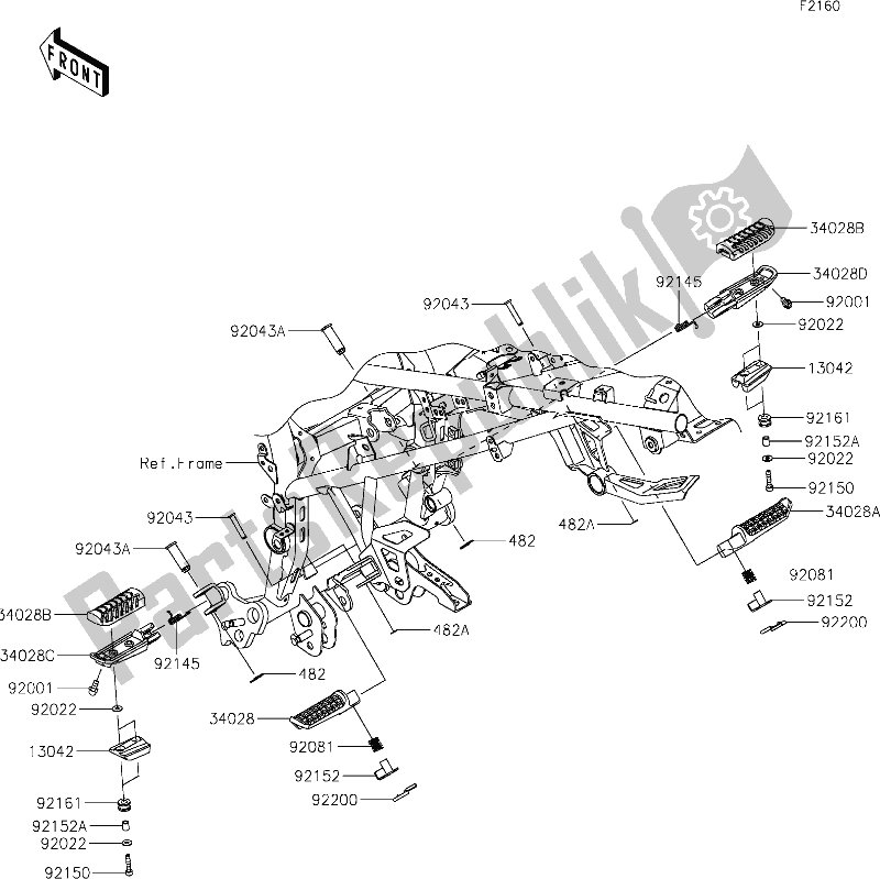 Alle onderdelen voor de 30 Footrests van de Kawasaki KLE 300 Versys-x 2021