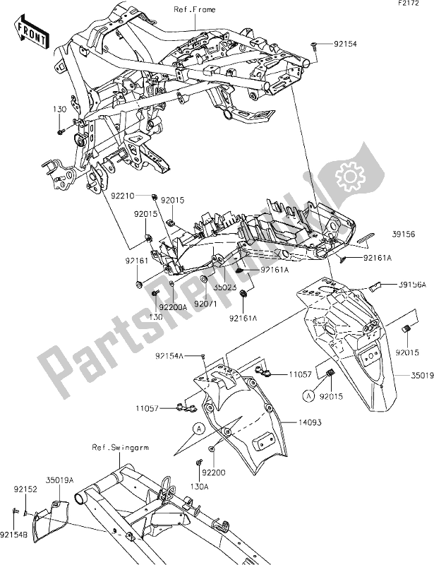 Toutes les pièces pour le 32 Rear Fender(s) du Kawasaki KLE 300 Versys-x 2021