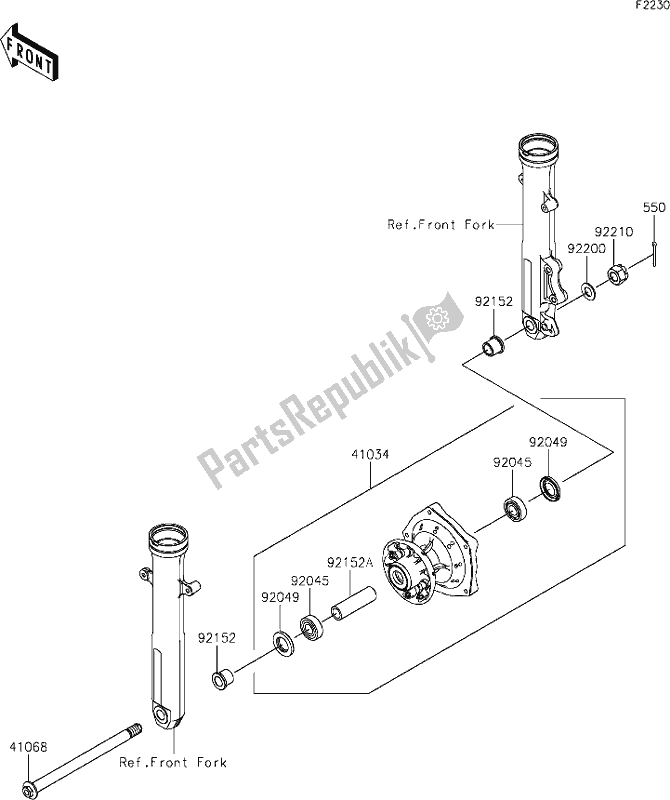 Toutes les pièces pour le 35 Front Hub du Kawasaki KLE 300 Versys-x 2021