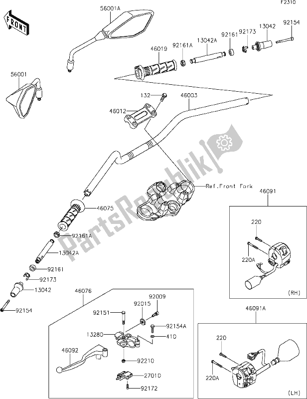 All parts for the 43 Handlebar of the Kawasaki KLE 300 Versys-x 2021