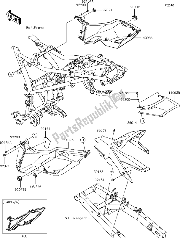 Alle onderdelen voor de 49 Side Covers/chain Cover van de Kawasaki KLE 300 Versys-x 2021