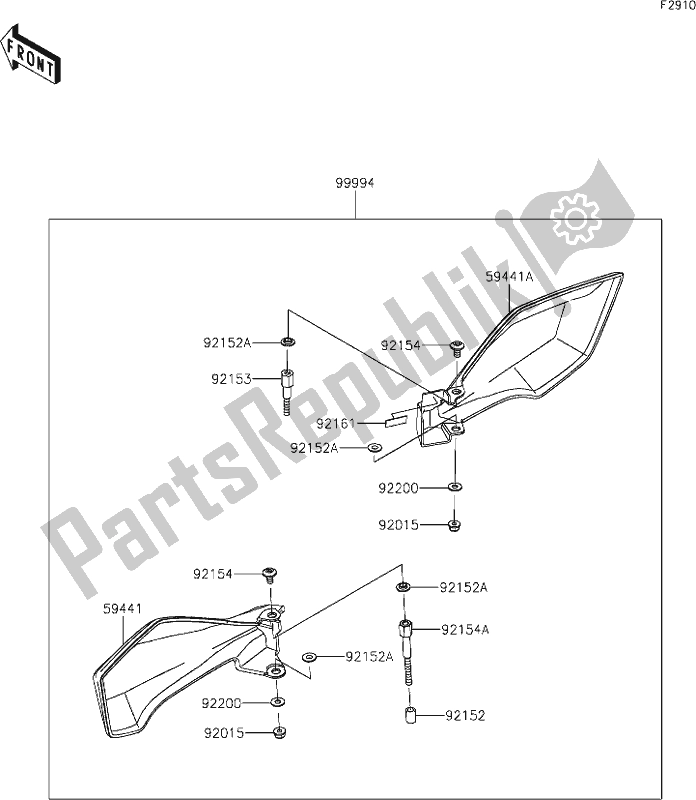 All parts for the 60 Accessory(hand Guard) of the Kawasaki KLE 300 Versys-x 2021