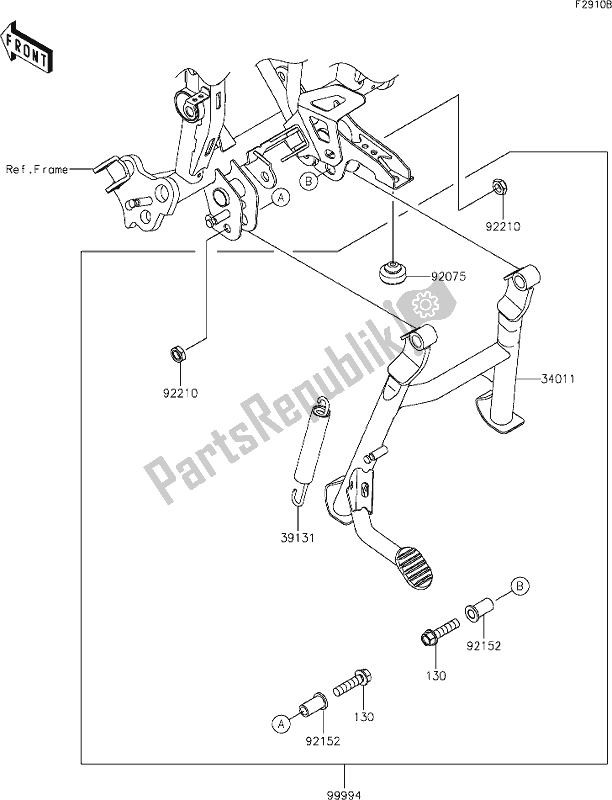 Alle onderdelen voor de 62 Accessory(center Stand) van de Kawasaki KLE 300 Versys-x 2021