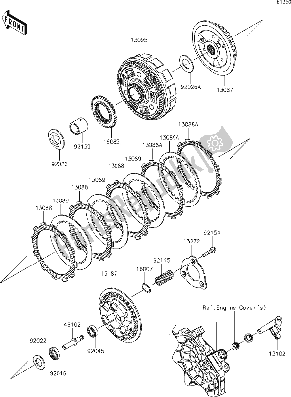 Alle onderdelen voor de 9 Clutch van de Kawasaki KLE 300 Versys-x 2021