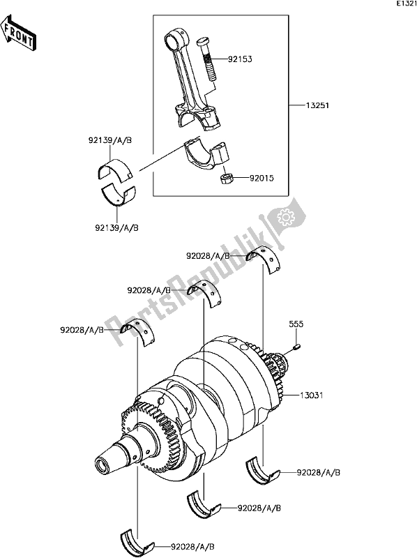 Todas as partes de B-10crankshaft do Kawasaki KLE 650 Versys 2017