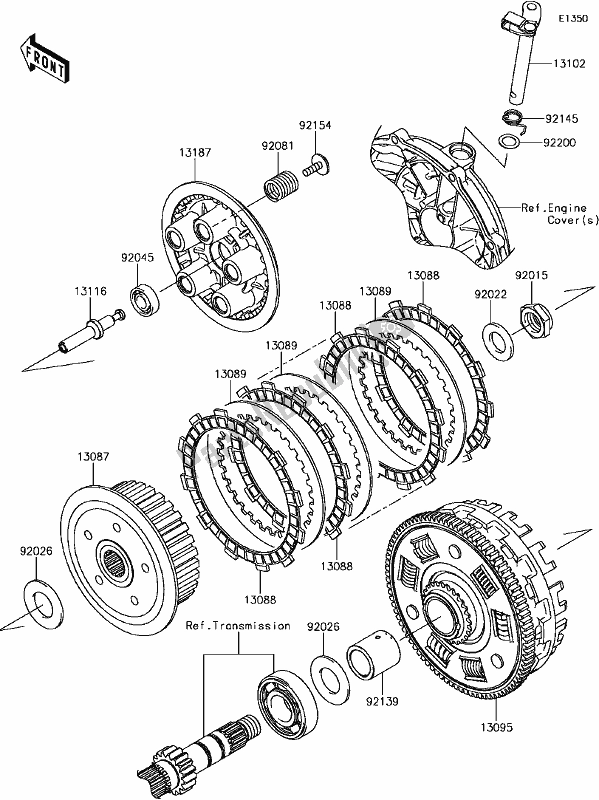 All parts for the B-12clutch of the Kawasaki KLE 650 Versys 2017