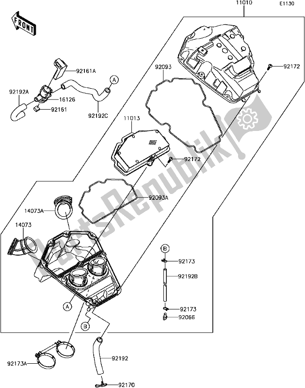 Tutte le parti per il B-6 Air Cleaner del Kawasaki KLE 650 Versys 2017