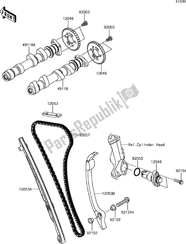 Alle onderdelen voor de B-9 Camshaft(s)/tensioner van de Kawasaki KLE 650 Versys 2017