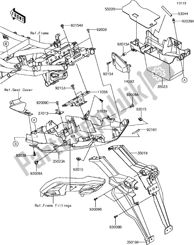 Alle onderdelen voor de E-10rear Fender(s) van de Kawasaki KLE 650 Versys 2017