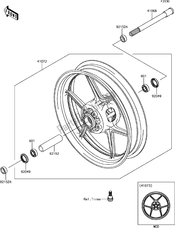 Tutte le parti per il E-13front Hub del Kawasaki KLE 650 Versys 2017