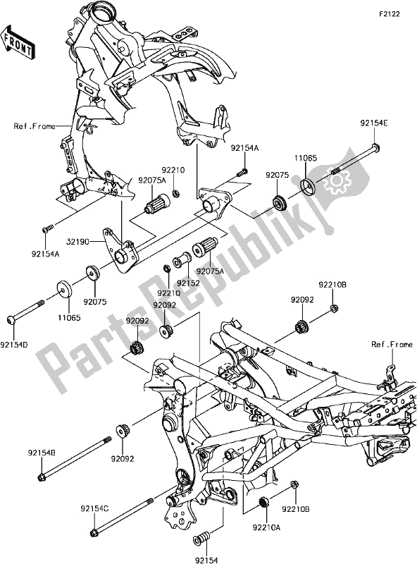 Alle onderdelen voor de E-4 Engine Mount van de Kawasaki KLE 650 Versys 2017