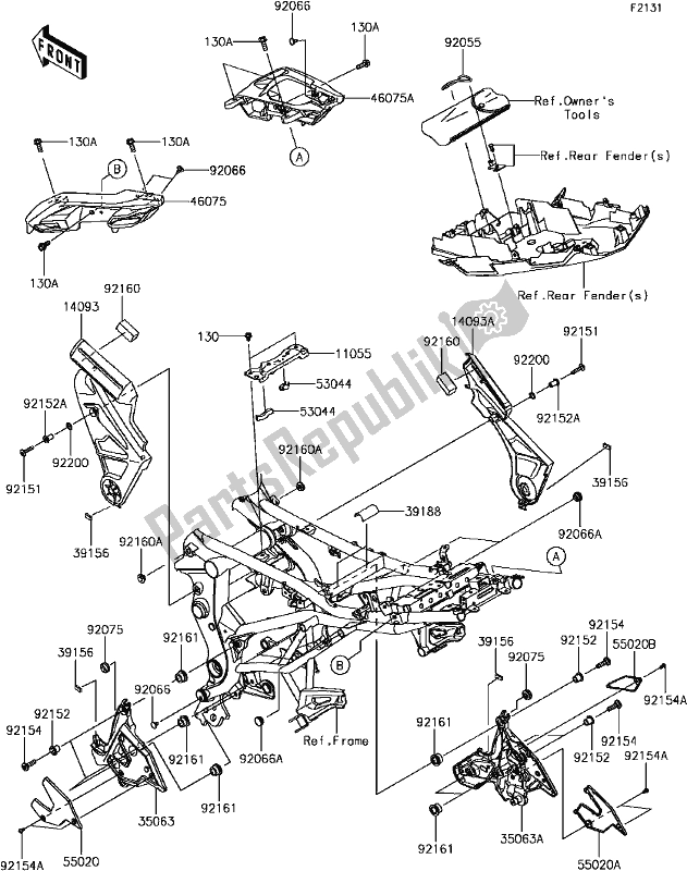 Alle onderdelen voor de E-5 Frame Fittings van de Kawasaki KLE 650 Versys 2017