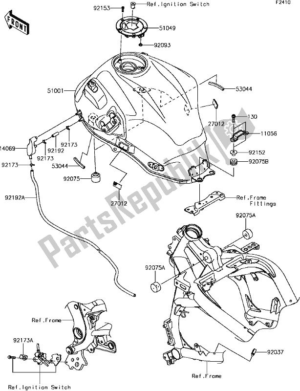 Tutte le parti per il F-11fuel Tank del Kawasaki KLE 650 Versys 2017