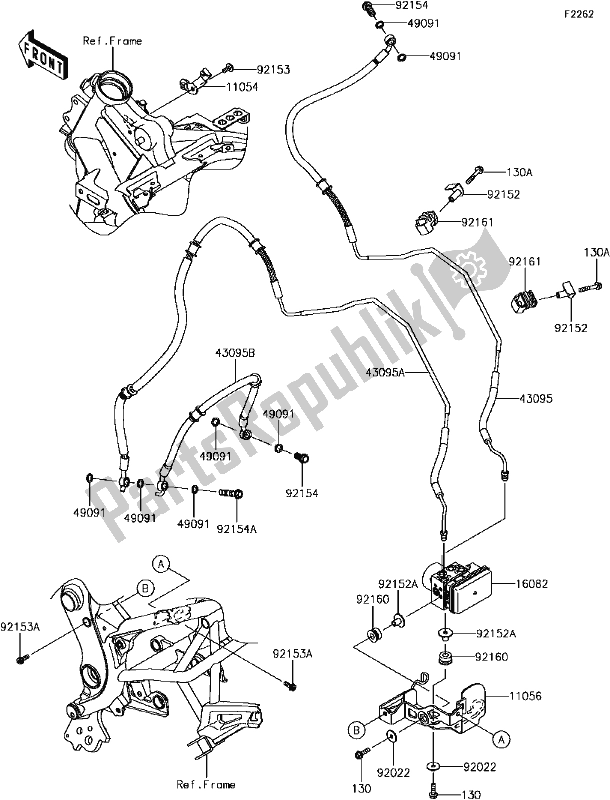 Alle onderdelen voor de F-4 Brake Piping van de Kawasaki KLE 650 Versys 2017