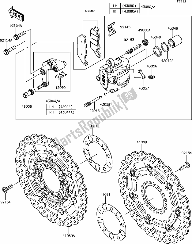 Tutte le parti per il F-6 Front Brake del Kawasaki KLE 650 Versys 2017