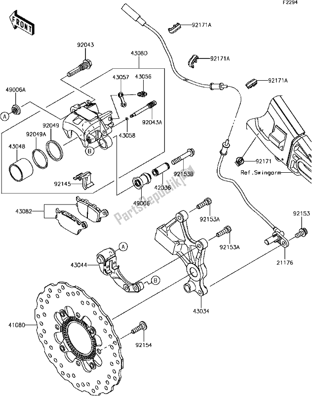 Tutte le parti per il F-8 Rear Brake del Kawasaki KLE 650 Versys 2017