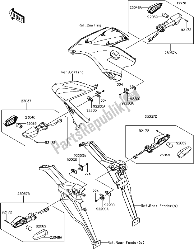 Toutes les pièces pour le G-7 Turn Signals du Kawasaki KLE 650 Versys 2017