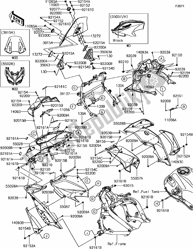 Todas las partes para H-3 Cowling(2/2) de Kawasaki KLE 650 Versys 2017