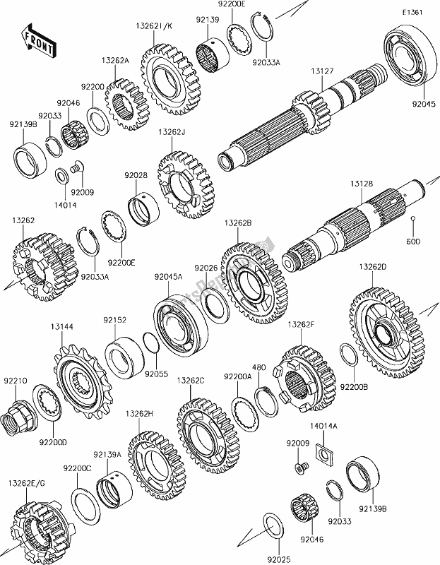 Tutte le parti per il 11-1transmission del Kawasaki KLE 650 Versys 2018