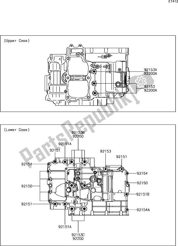 All parts for the 15 Crankcase Bolt Pattern of the Kawasaki KLE 650 Versys 2018