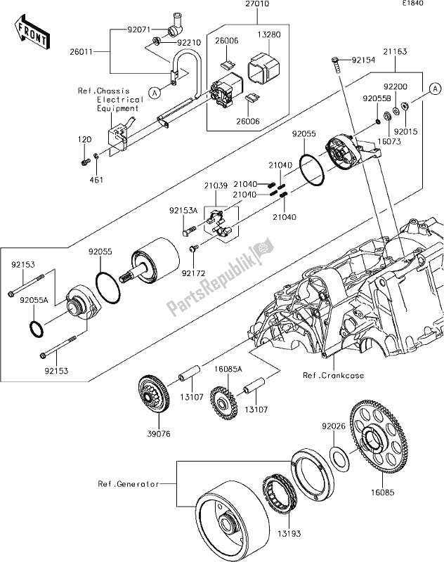 All parts for the 24 Starter Motor of the Kawasaki KLE 650 Versys 2018